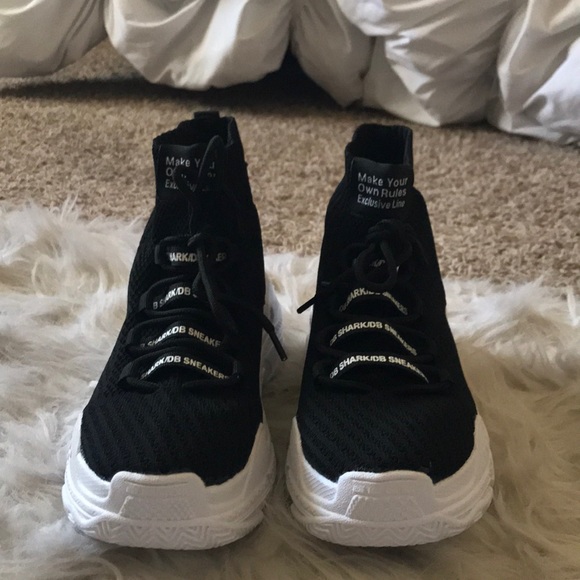 Black and white sock trainers - Picture 3 of 5